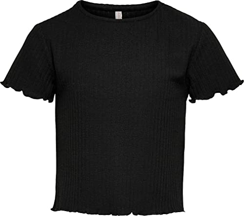 Kids Only Koszulka dziewczęca Konnella S/S O-Neck Top Noos JRS, czarny, 158/164 cm