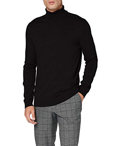 SELECTED HOMME Sweter męski Pima bawełna, czarny (czarny), S