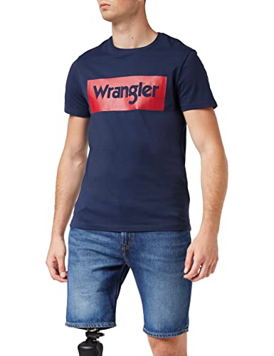 Wrangler Damska koszulka z logo, niebieski (Navy 114), S
