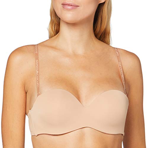 Emporio Armani Damski biustonosz Basic Bonding z mikrofibry bez ramiączek, dopasowany biustonosz, formowany, Nude Różowy, 70C