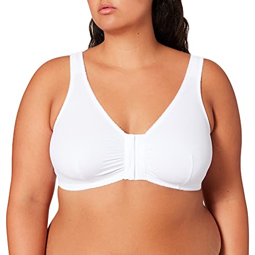 Ulla Popken Damskie duże rozmiary plus size biustonosz z przodu, miseczki C/D białe 110D 689668209-110D, biały, 110D