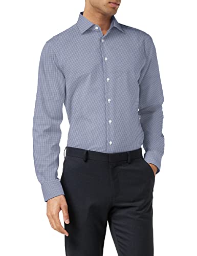 Seidensticker Męska koszula biznesowa Shaped Fit – koszula biznesowa bez prasowania, niebieski (średni niebieski 16), 39