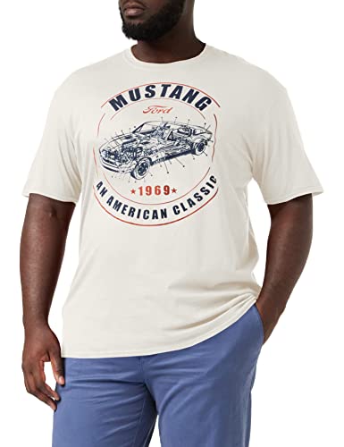 Ford Męski t-shirt Mustang American Classic, beżowy (Natural Nat), M