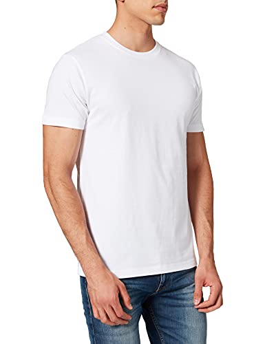 Build your Brand Męski T-shirt z okrągłym dekoltem, basic, męski top z bawełny, z okrągłym dekoltem, dostępny w wielu kolorach, rozmiary XS-5XL, biały (biały), L