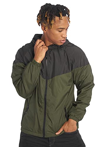Urban Classics Kurtka męska Windbreaker 2-ton Tech Windrunner, kurtka przejściowa dla mężczyzn w wielu kolorach, rozmiary S - 5XL, Blk/Darkolive, 5XL