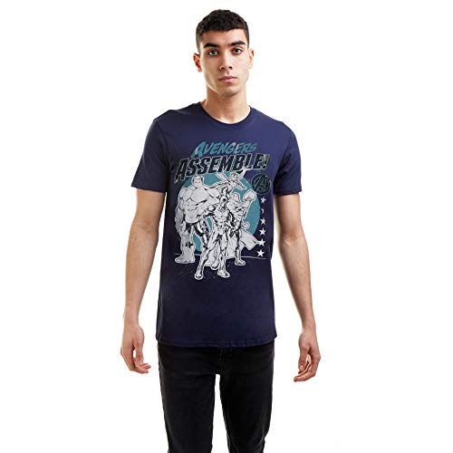 Marvel Męski T-shirt Team Avengers, granatowy, XL