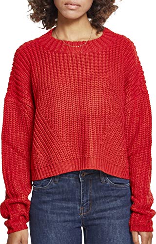 Urban Classics Ladies Wide Oversize Sweater Bluza Kobiety , fire red , XS