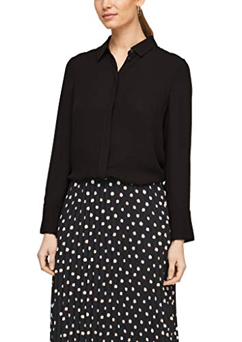 s.Oliver BLACK LABEL Damska bluzka z plisowanym tyłem, czarny (True Black), 42