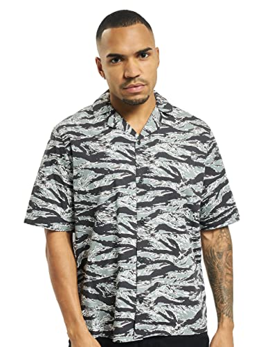 Urban Classics Męska koszula kurortowa ze wzorem na co dzień, Wielokolorowa (Stone Camo 01241), M