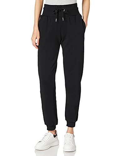 Urban Classics Damskie spodnie do biegania z czystej bio-bawełny ze ściągaczami na nogawce, spodnie sportowe dla kobiet z wysokim stanem, rozmiary XS - 5XL, czarny, S