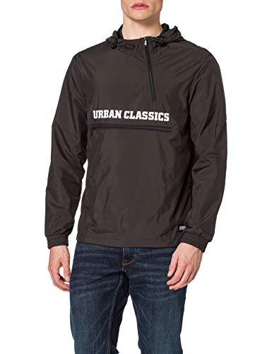 Urban Classics Męska kurtka Commuter Pull Over Jacket, Windbreaker dla mężczyzn z workiem do przechowywania w 3 kolorach, rozmiary S - 5XL, czarny, L