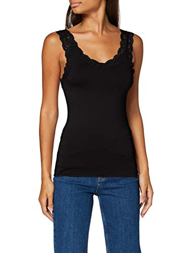 Pieces Kobiety Pcbarbera Lace Top Noos Top, Czarny, XL
