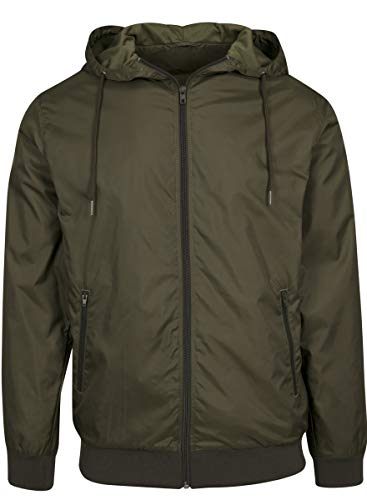 Build Your Brand Męska kurtka z kapturem, Windrunner z zamkiem błyskawicznym, Windbreaker dostępna w wielu kolorach, rozmiary S - 5XL, oliwkowy/oliwkowy., 3XL
