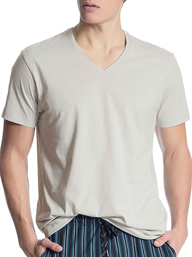 CALIDA Męski T-shirt Remix Basic z dekoltem w serek, Fog, 46-48