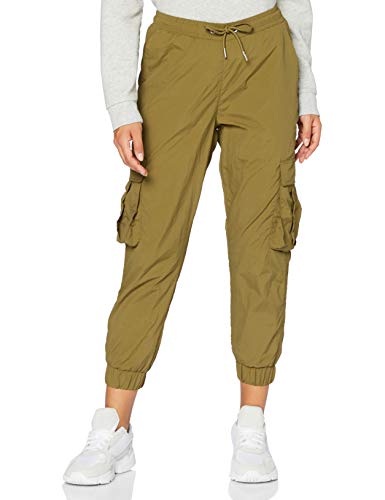 Urban Classics Damskie spodnie damskie z wysokim stanem, z nylonu typu cargo z naszytymi kieszeniami w wielu kolorach, rozmiary XS - 5XL, Midground, S
