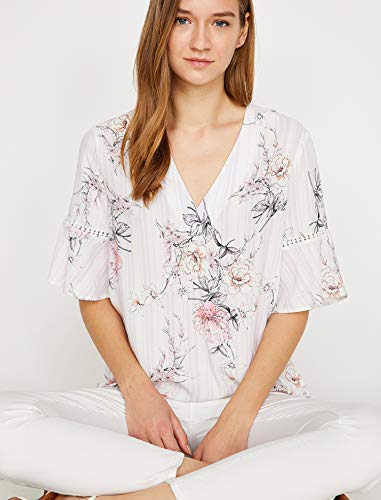 Koton Damska koszulka z nadrukiem w paski, różowy (różowy 45C), 36