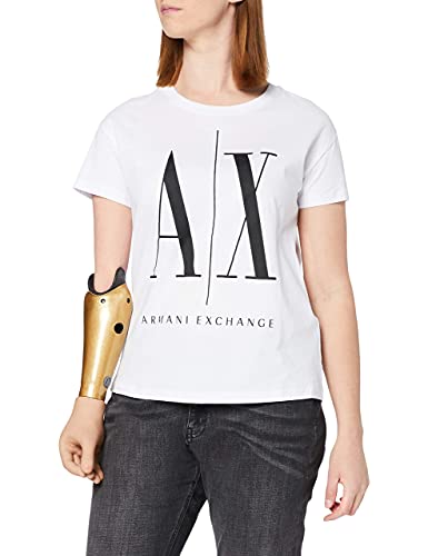 Armani Exchange Damska koszulka z logo Icontee, biały, M