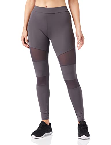 Urban Classics Damskie legginsy z wstawkami z siateczki, damskie legginsy z siateczki dostępne w wielu wariantach kolorystycznych, rozmiary XS - 5XL, ciemnoszary, XS