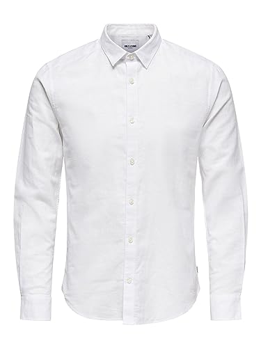 ONLY & SONS Onscaiden LS Solid Linen męska koszula biznesowa Slim Fit, biały (biały), M