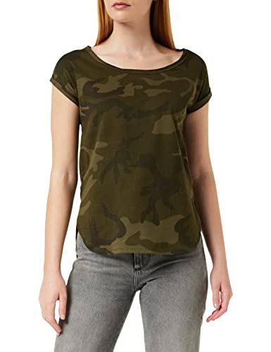Urban Classics Damska koszulka Camo Back Shaped Tee, oliwkowy (Olive Camo), XS