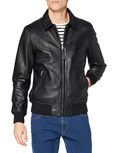 Schott NYC Męska kurtka skórzana Veste Classique Bord Cote, czarny, XXL