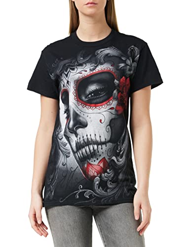 Spiral Direct Damska koszulka z nadrukiem z czaszką w kolorze czarnym