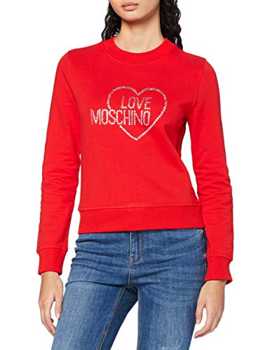 Love Moschino Damski sweter z długim rękawem i logo Studs, czerwony, 38 PL