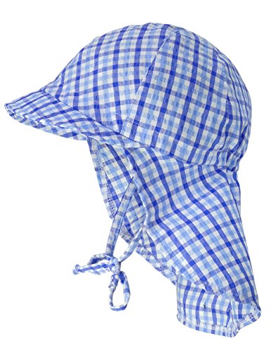 maximo Czapka z daszkiem, ochrona karku, karo, opaska do wiązania, Mehrfarbig (enzian-Weiss-Karo 72), 47 cm