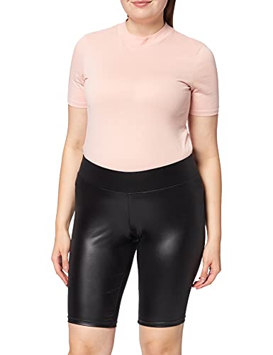 Urban Classics Damskie spodnie kolarskie z imitacją skóry Cycle Shorts, do kolan, legginsy dla kobiet w 3 modnych wariantach kolorystycznych, rozmiary XS - 5XL, czarny, 5XL