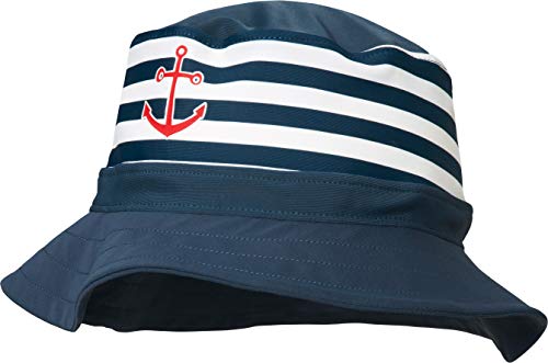Playshoes Dziewczęca czapka ochrona przed promieniowaniem UV kapelusz przeciwsłoneczny kapelusz kąpielowy Flamingo, niebieski (Marine/biały 171), 53 cm