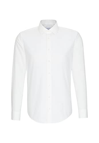 Seidensticker Męska koszula biznesowa slim fit, bez prasowania, z długim rękawem, bawełna, klasyczna koszula, kość słoniowa (Ecru 21), 38