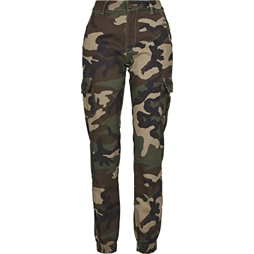 Urban Classics Damskie spodnie cargo z wysokim stanem Spodnie Kobiety , Multicolour (Woodcamo 00841) , 28