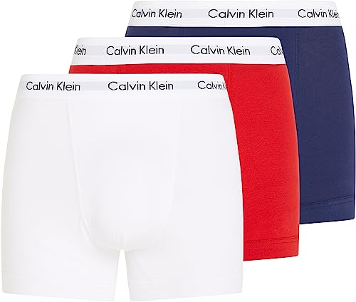 Calvin Klein 3p Trunk Bokserki (szorty) Mężczyźni , wielokolorowy (White/Red Ginger/Pyro Blue I03) , L