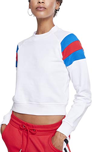 Urban Classics Damska bluza z długim rękawem Stripe Crew, wielokolorowy (White/Brightblue/Firered 01557), M