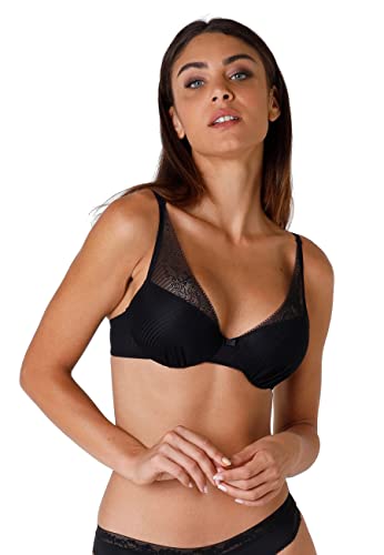 Lovable Damski biustonosz z fiszbinami Sensual Touch Exclusive Vela wyściełany biustonosz z fiszbinami, Czarny (czarny 004), 90D