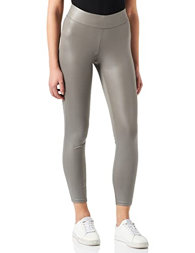 Urban Classics Damskie spodnie damskie imitujące skórę legginsy damskie, spodnie fitness o błyszczącej skórzanej optyce w 3 kolorach, rozmiary XS - 5XL, asfaltowy, 3XL