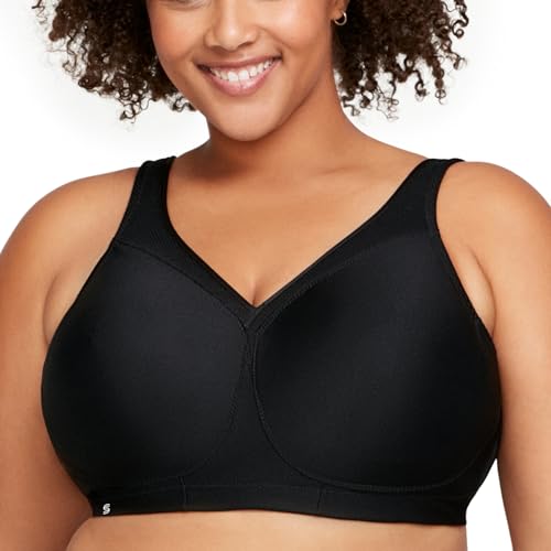 Glamorise Damski biustonosz z pełnymi miseczkami Full Figure MagicLift bezszwowy biustonosz sportowy #1006, czarny, 95F