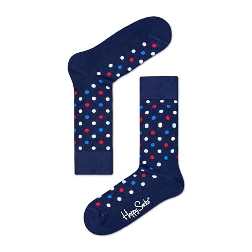 Happy Socks Dot, kolorowe i zabawne, Skarpety dla kobiet i mężczyzn, Niebieski-Czerwony-Biały (41-46)