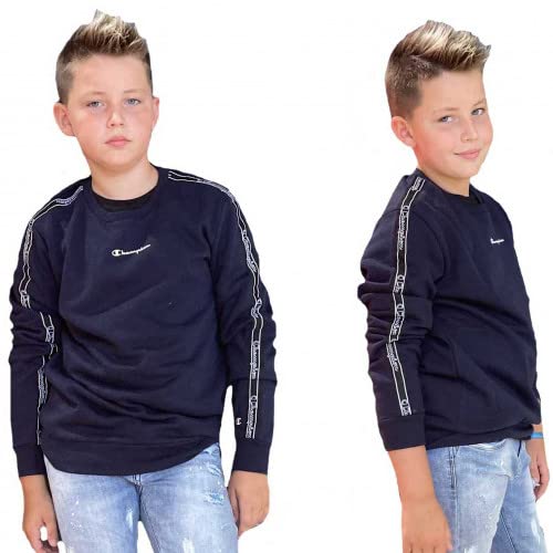 Champion Bluza chłopięca Seasonal Tape Crewneck, Niebieski (Bs501), XS