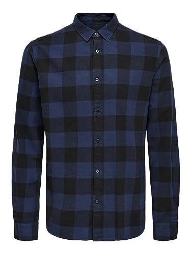 Only & Sons Męska koszula Onsgudmund Ls w kratkę Noos na co dzień, Wielokolorowa (sukienka niebieska), XS