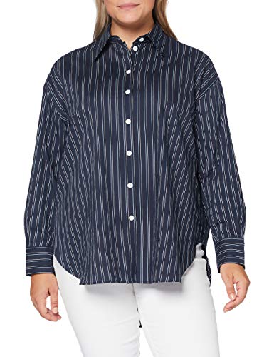 Seidensticker Damska bluzka – modna bluzka – bluzka koszulowa z kołnierzem bluzowym – oversize Fit – długi rękaw, Dark Sapphire, 36 PL