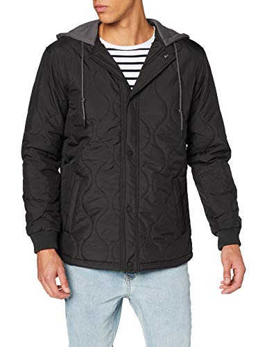 Urban Classics Męska kurtka z kapturem pikowana, czarny, M