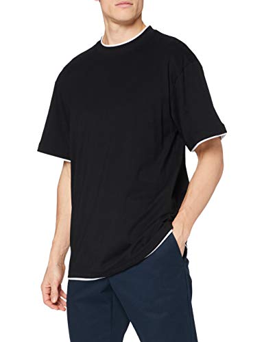 Urban Classics TB029A T-shirt męski odzież kontrast, czarny (Blk/Wht), L