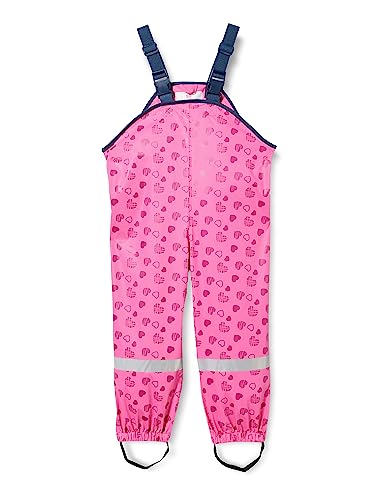 Playshoes Wodoszczelne spodnie przeciwdeszczowe dla dzieci, uniseks, 18 – różowe serca, 98