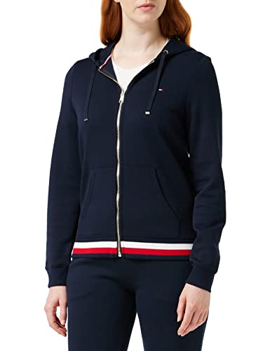 Tommy Hilfiger Damska Bluza z Kapturem Heritage Rozpinana, Niebieski, L