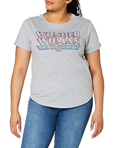 DC Comics Damska koszulka w stylu retro Wonder Woman, Szary sportowy, XL