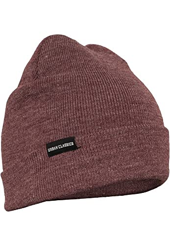 Urban Classics Czapka z dzianiny unisex Basic Flap Beanie, czerwony (Burgundy Melange 00614), jeden rozmiar