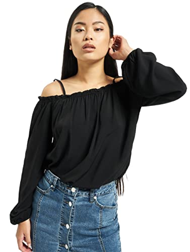 Urban Classics Damska koszulka z długim rękawem Cold Shoulder Smoke, czarny (Black 00007), XXL