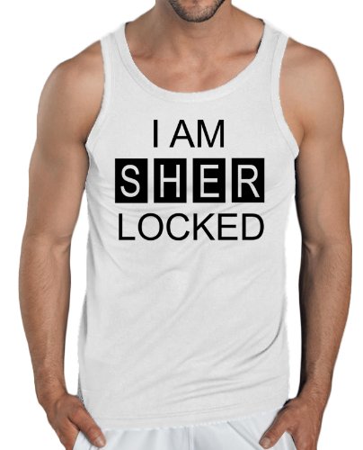 Touchlines Męski tank top I AM SHER LOCKED, biały, S