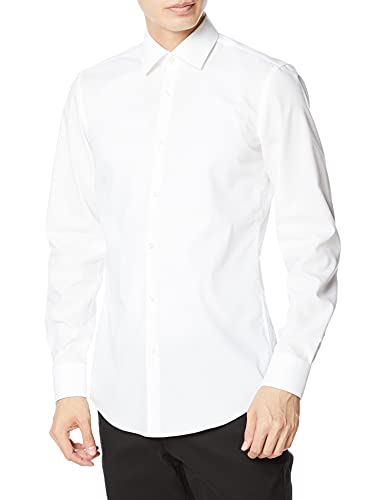 HUGO Męska koszula C-Jenno Slim Fit z łatwej do prasowania bawełnianej popeliny, biały, 42